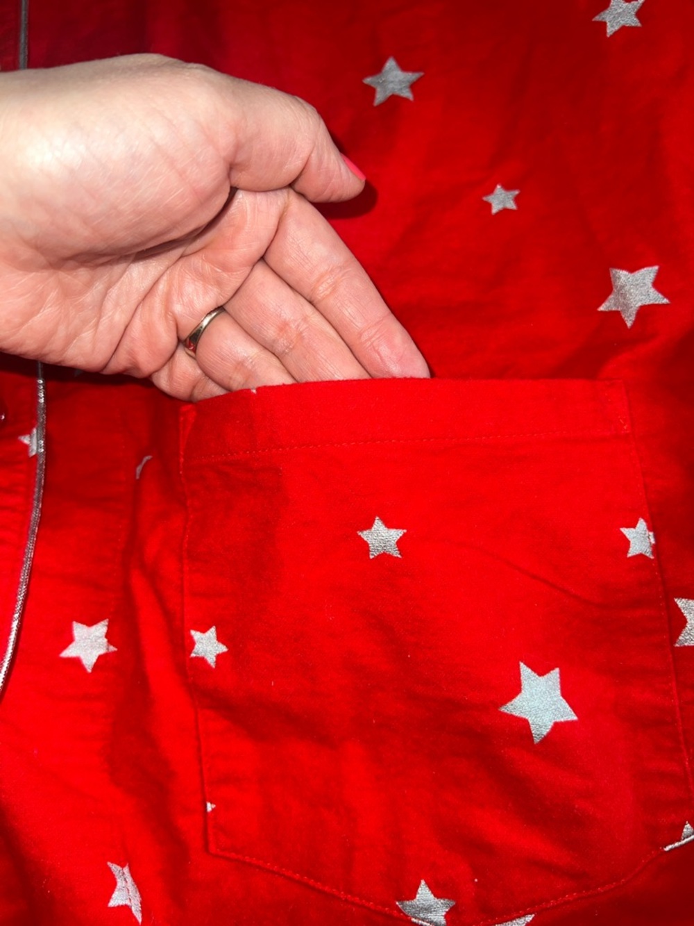 P.J. Salvage Red and Silver Star Print Pajama Set - Picture 5 of 9